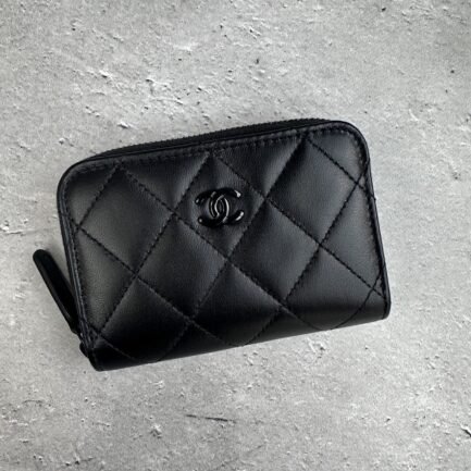 CHANEL オールブラック ジップ コインパース - 画像 (3)